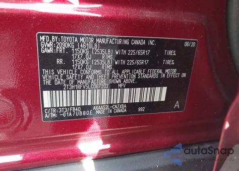 2020 Toyota Rav4 Le from USA, damaged, VIN 2T3H1RFV5LC067203